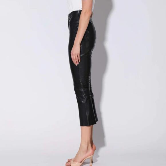 WALTER BAKER Selma Leather Cropped Bootcut Pants Black Sz 6 NWT {U51} - Picture 3 of 4